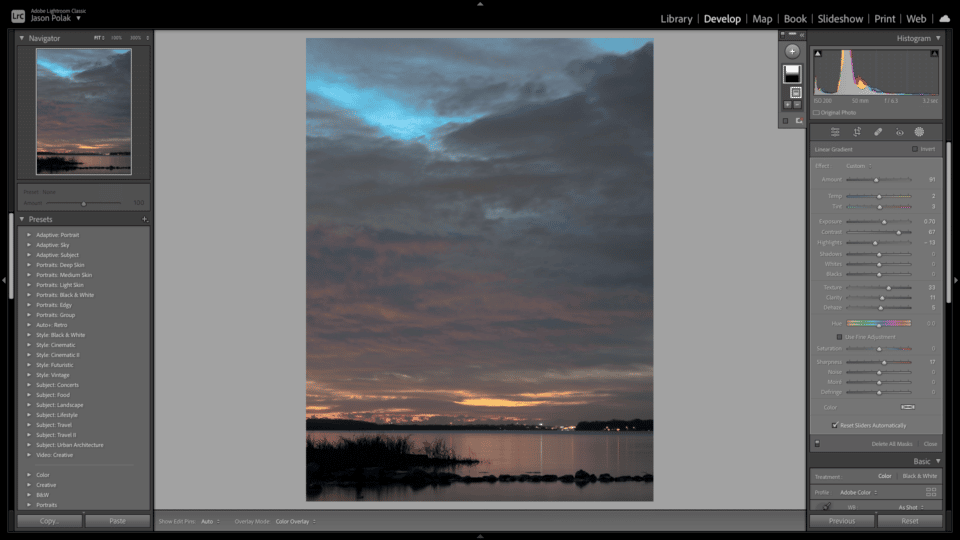 retouche d'une photo dans lightroom